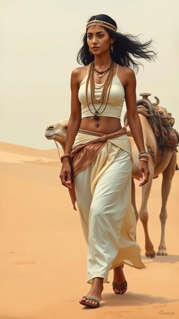 Peaceful Desert Nomad in Golden Hues