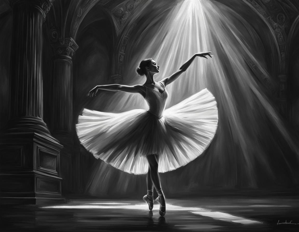 Monochromatic Ballerina in Chalk Art Style