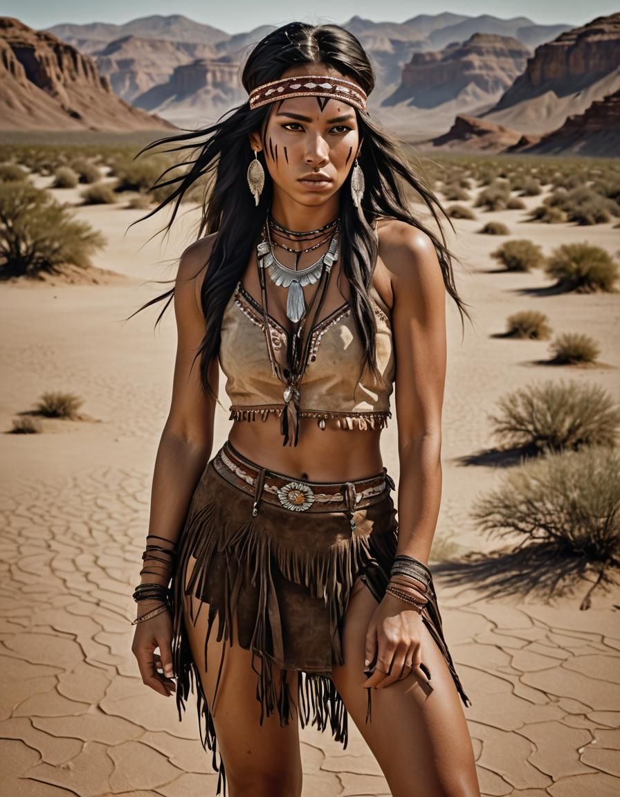 Stunning Native American Girl Portrait in Desert