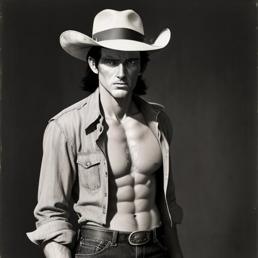 Gritty Cowboy Portrait in Black and White
