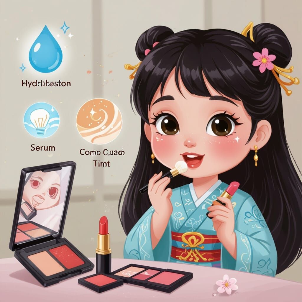 Cute Girl Embodies Ice and Fire Goddess in Makeup Tutorial