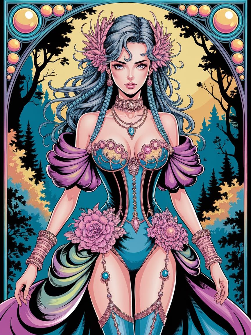 Glamorous Manga Fashionistas in Whimsical Nature Fantasy