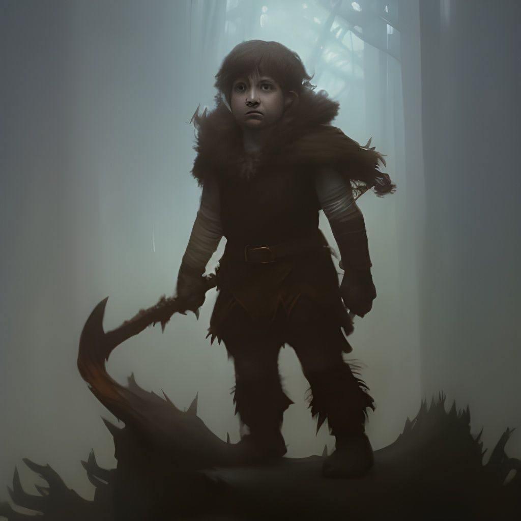 Detailed Halfling Druid in Dark Fantasy Style