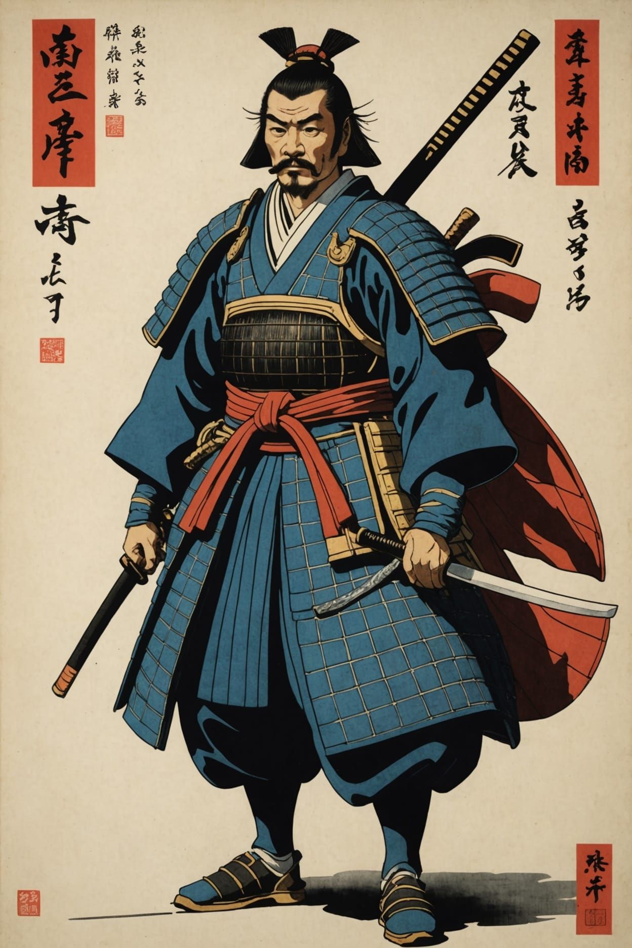 Proud Samurai in Detailed Ukiyo-e Style