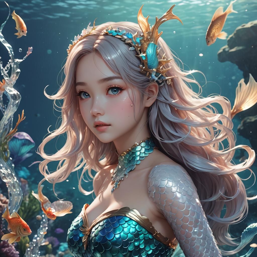 Beautiful Mermaid in 3D Anime Art