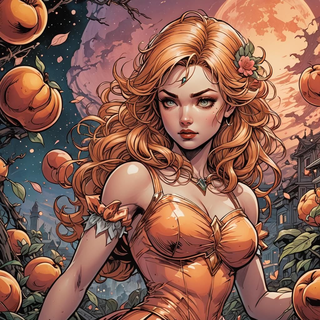 Peach in Comic Book Art Style