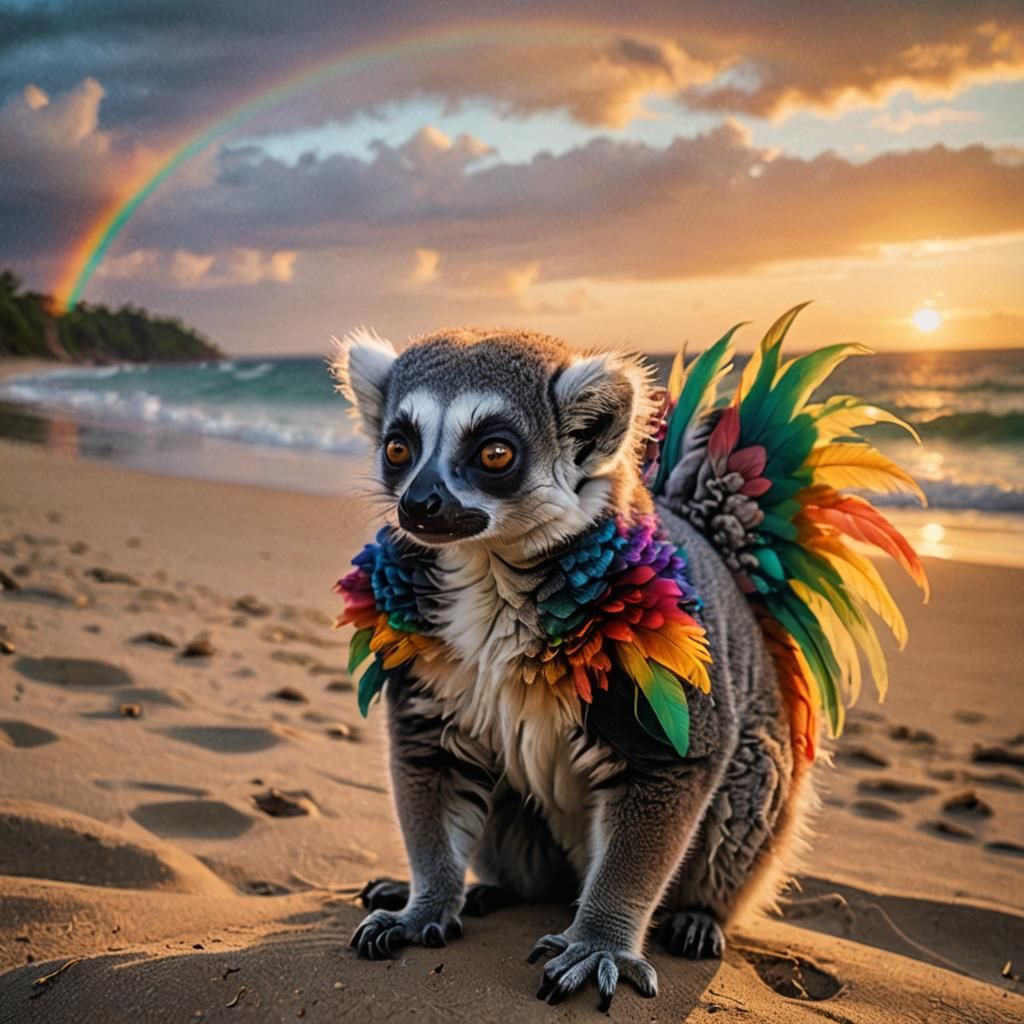 Lemur on a beach