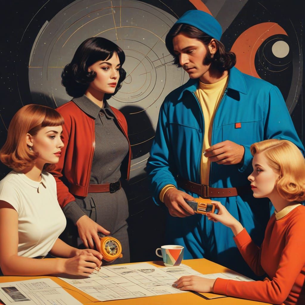 Vibrant Liminal Space Odyssey in Retro Sci-Fi Style