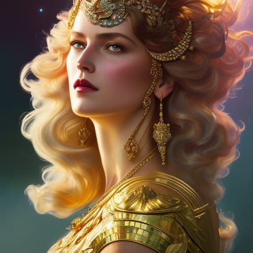 Queen Lucy Portrait in Art Nouveau Style