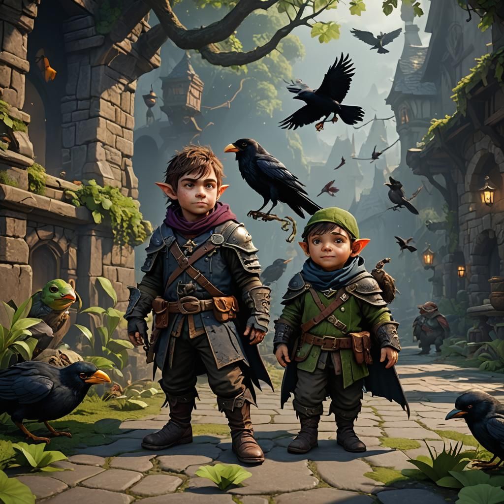 Halfling Rogue with Animal Companions, Detailed Matte Painti...