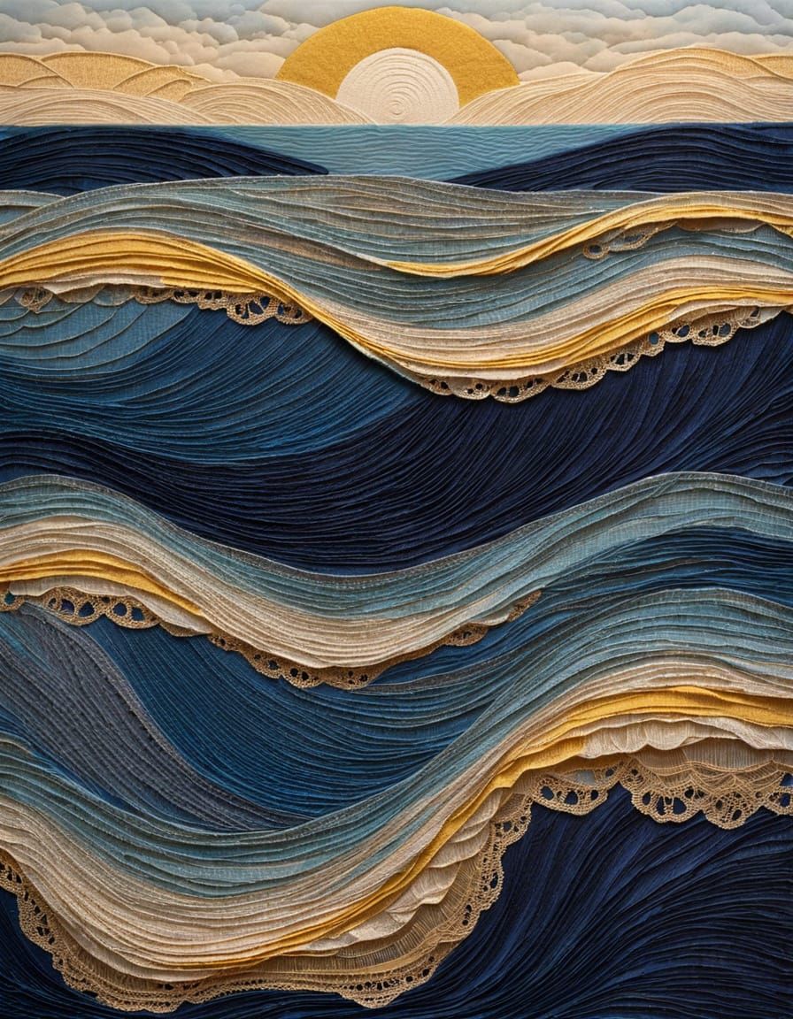 Beachscape Fabric Collage