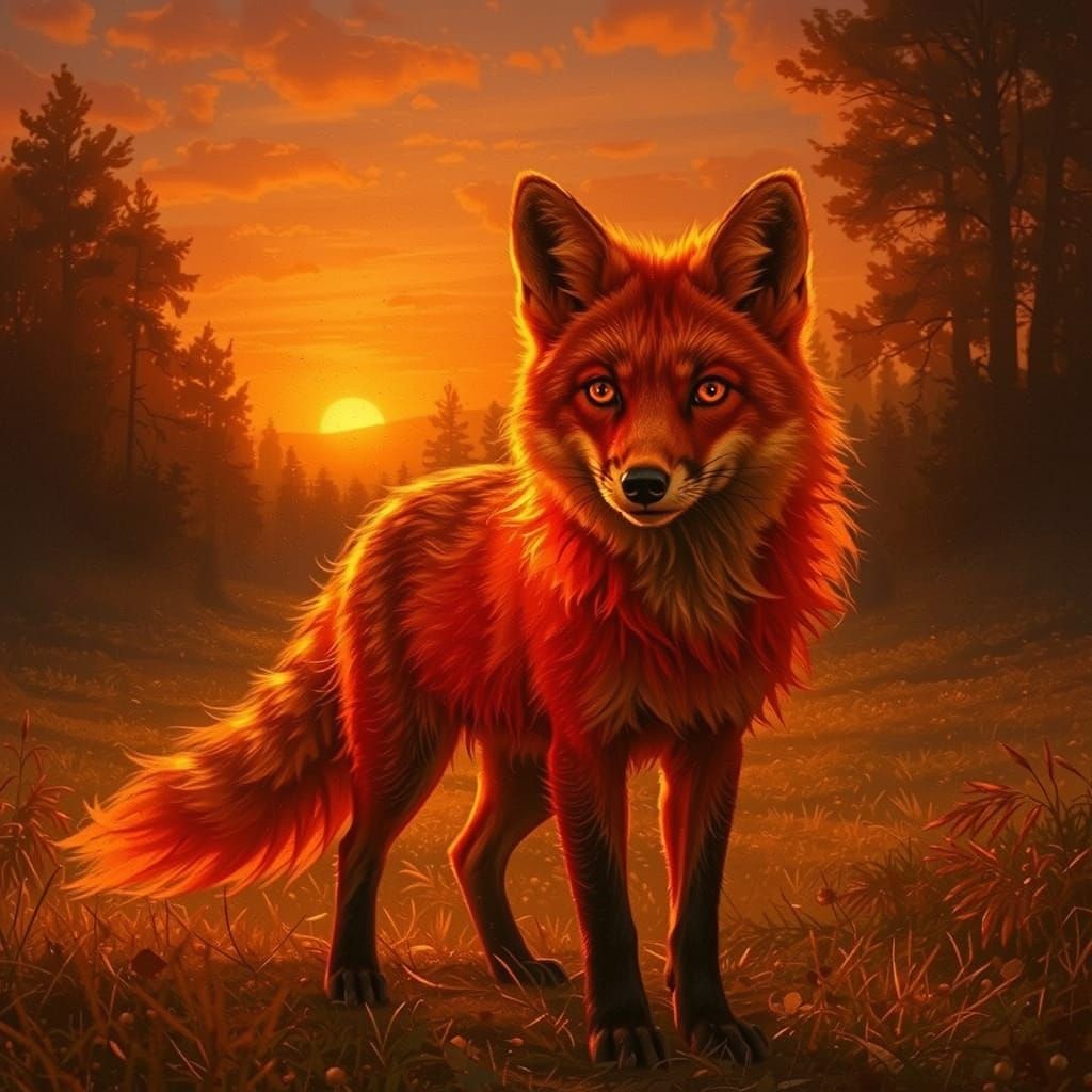 Beautiful Red Fox at Sunset