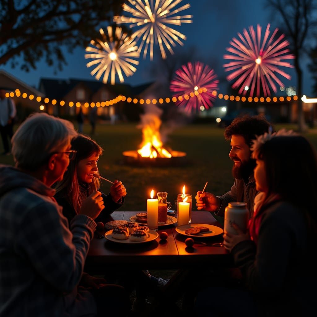 Halloween Family Bonfire with Fireworks
