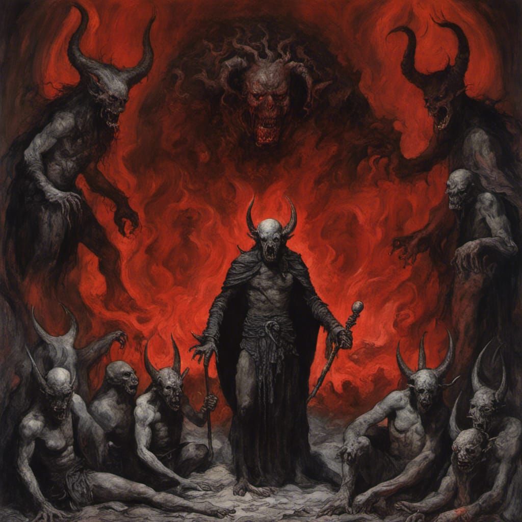 Belphegor in Hell with Celtic Patterns, Black Metal Style