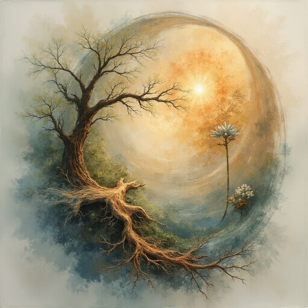 Ethereal Landscape in Spiritual Geometry Style