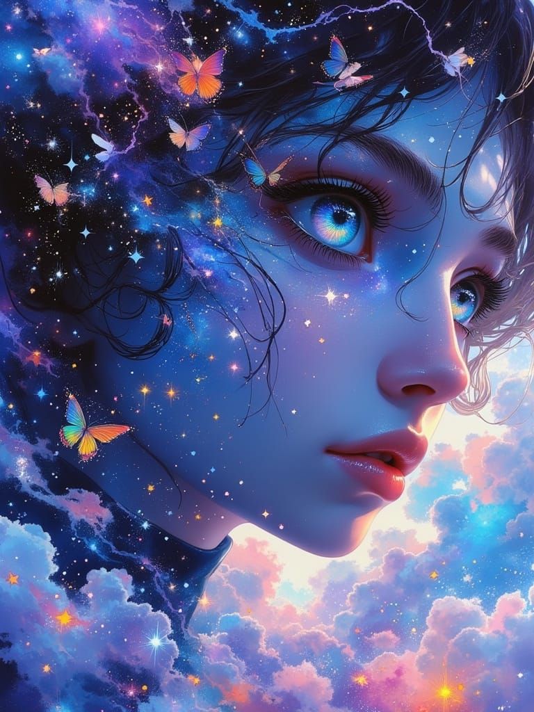 Dark Anime Goddess in Ethereal Realism