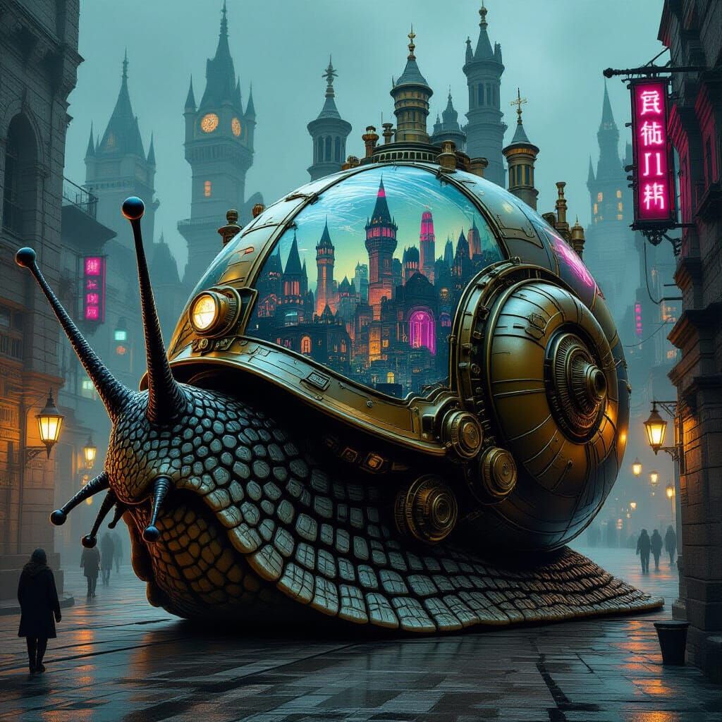 Steampunk Snail City: Medieval Meets Cyberpunk