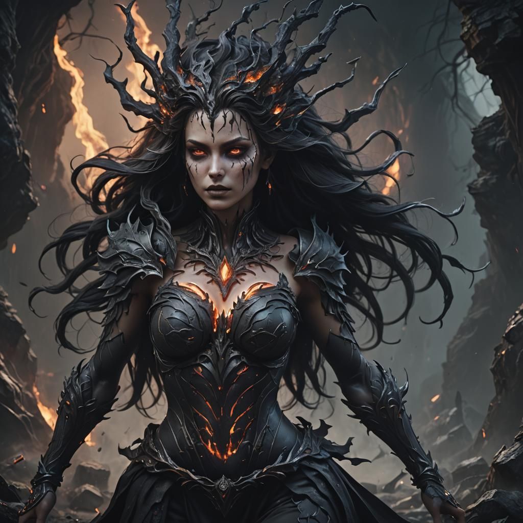 Darkness Elemental Woman: Fantasy Concept Art