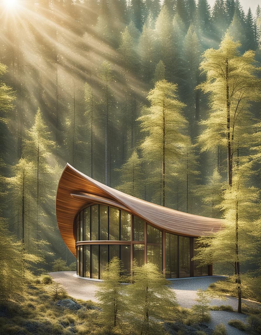 Modern Wooden Architecture in Forest Setting