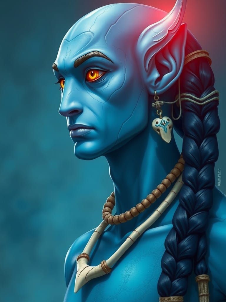 Na'vi Male with Golden Eyes in Ethereal Style