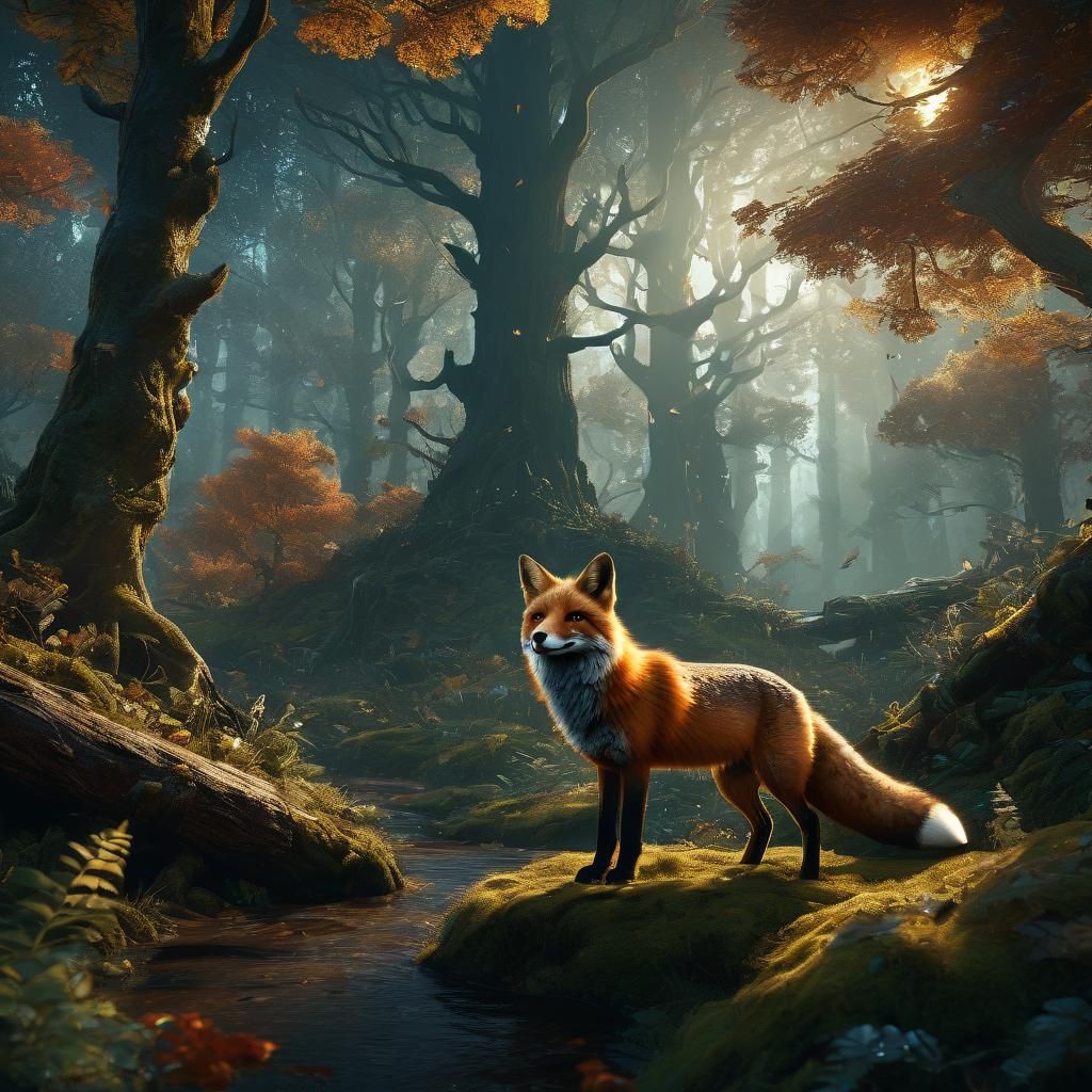 Surreal Fox Outwits Hunters in Enchanted Forest