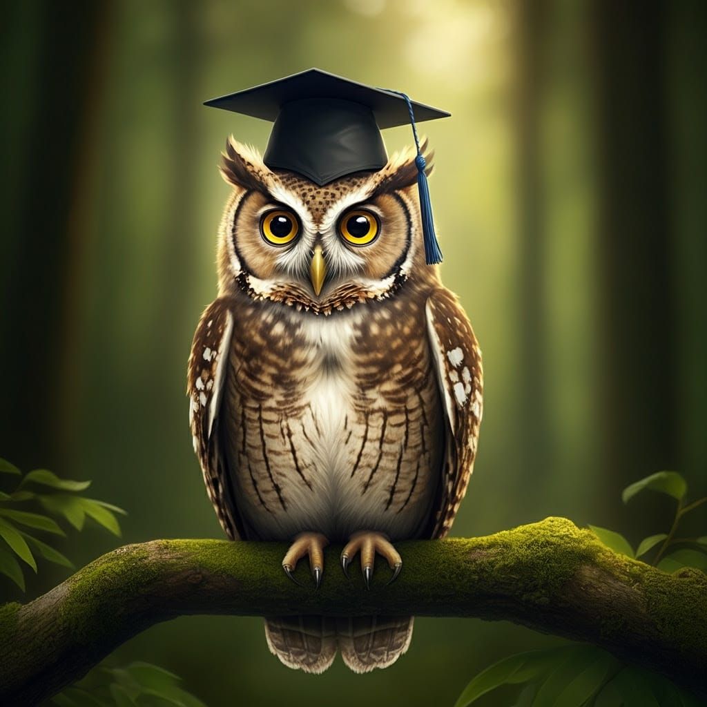Owl Celebrates Graduation in Enchanted Forest