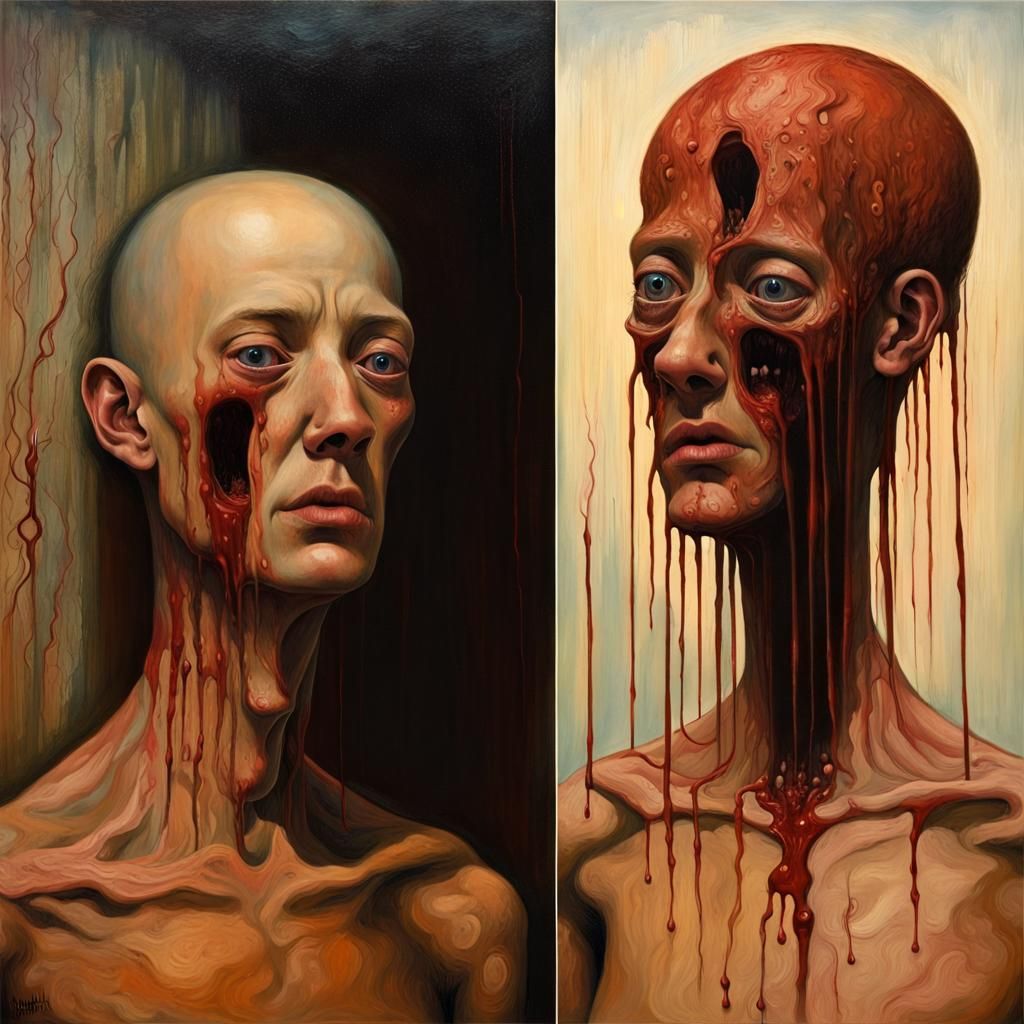 Surreal Uncanny Valley: A Beksinski-Inspired Impasto Paintin...