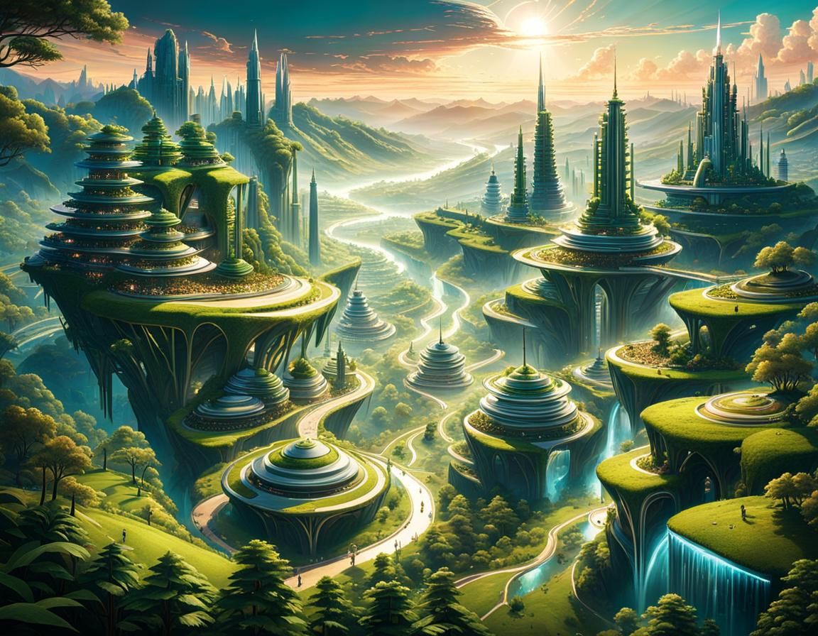 Utopian City Rises Above Verdant Farms