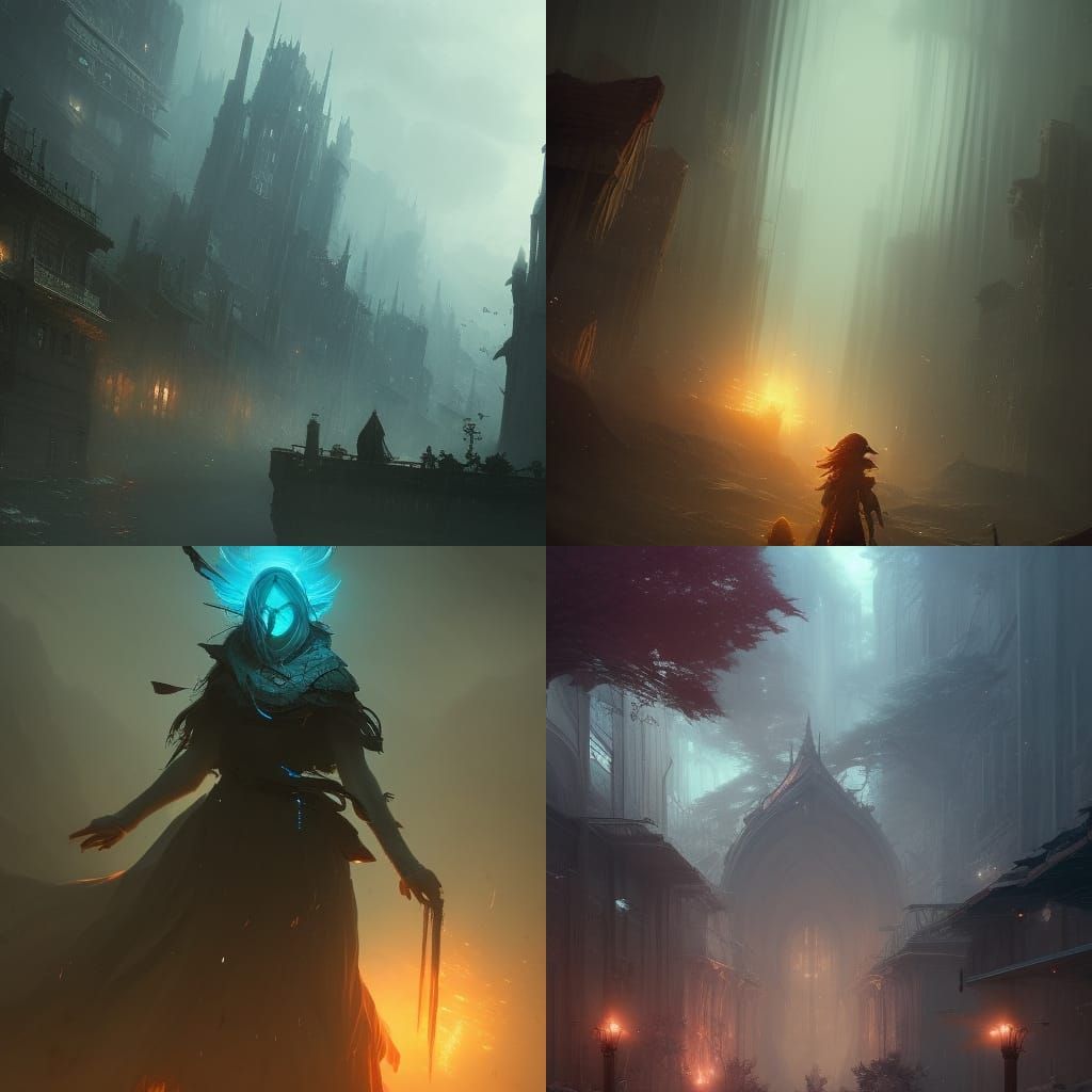 Ethereal Dark Fantasy Art: Mental Landscape in Anime Style