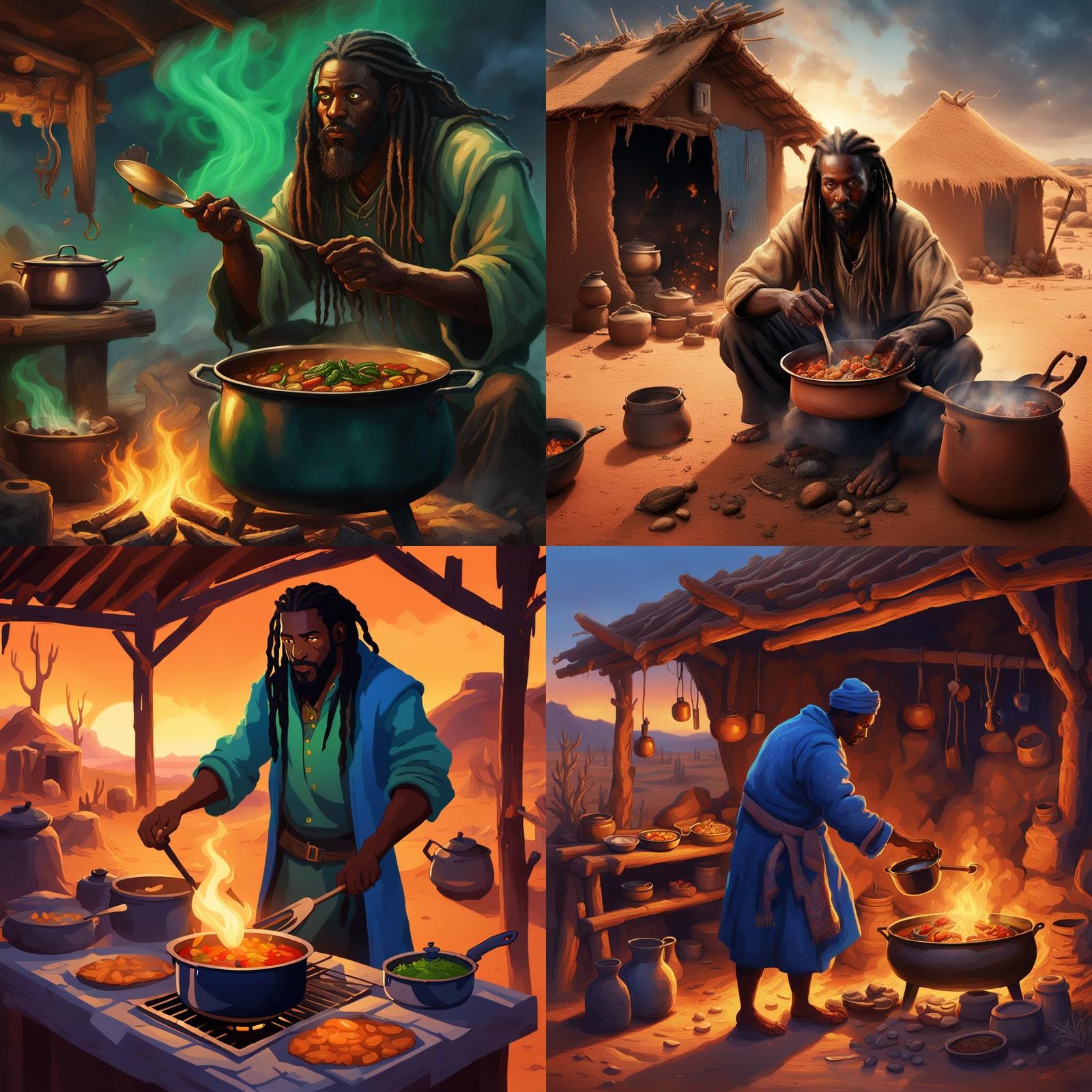 Desert Cook in Hut: Fantasy Concept Art