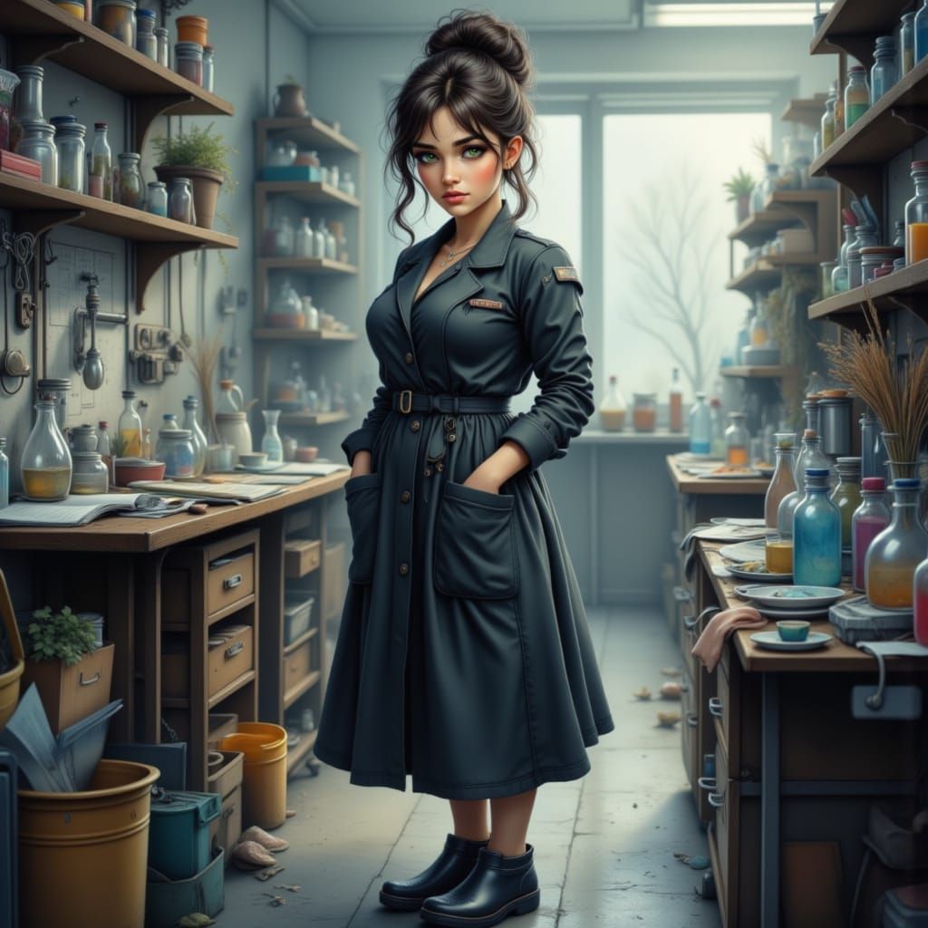 Young Jewish Medical Assistant in Lab Coat with Glasses