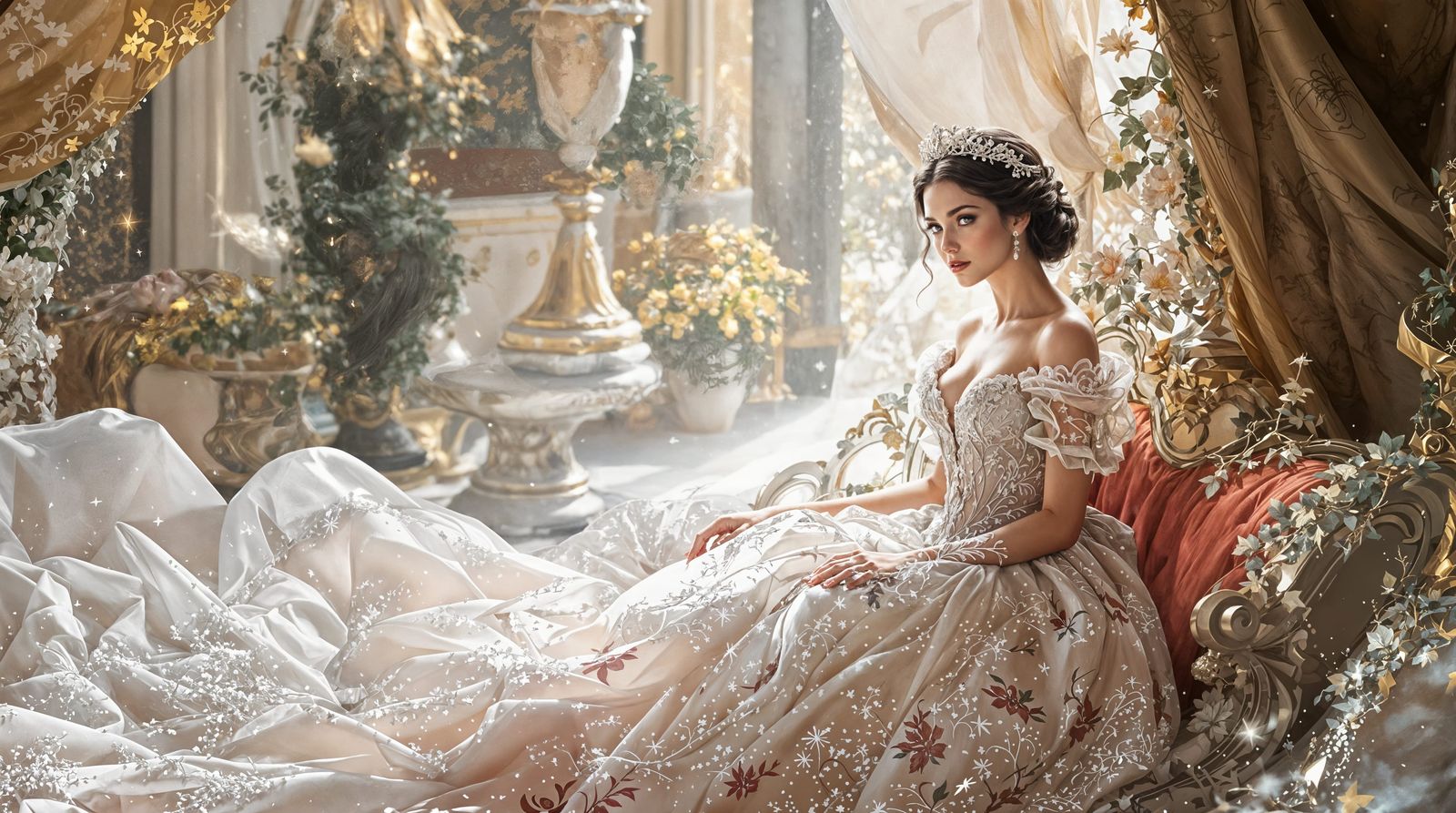 Snow Queen in Elegant Bridal Attire