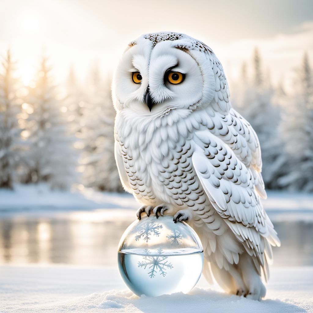 Ethereal Owl in Snowy Serenity