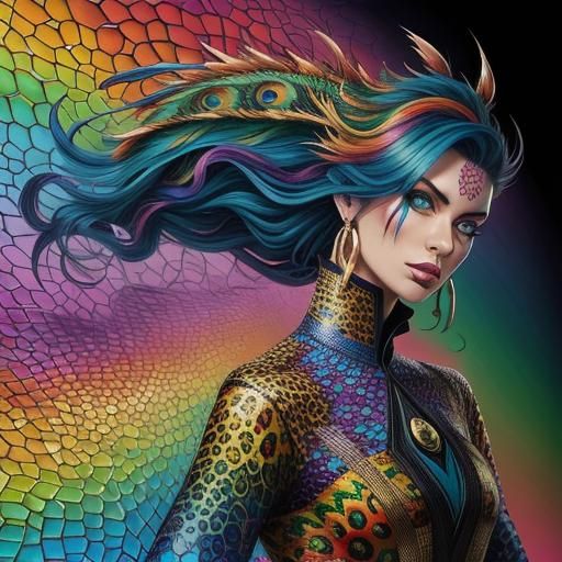 Rainbow Dragon Woman: Comic Book Art