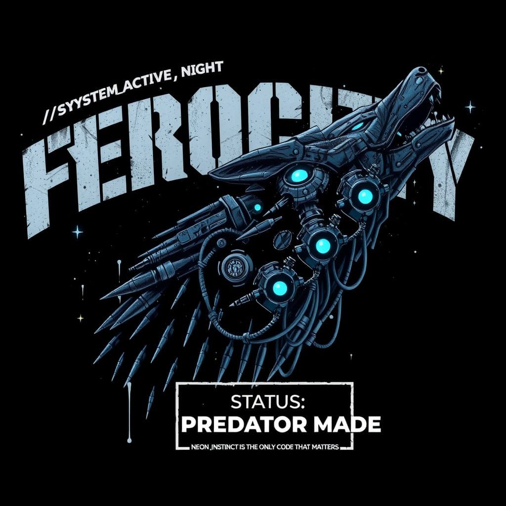 Cyberpunk Robotic Wolf T-Shirt Design