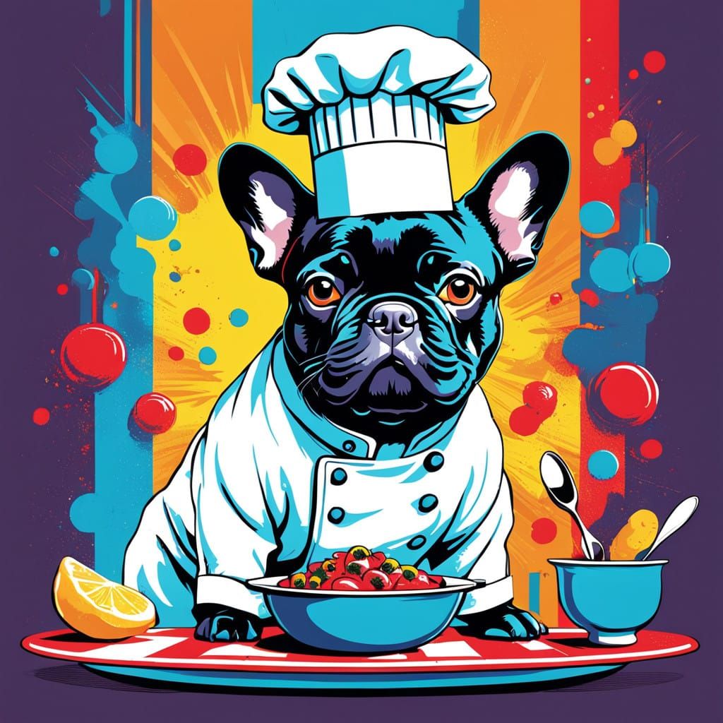 Vibrant Pop Art French Bulldog Chef