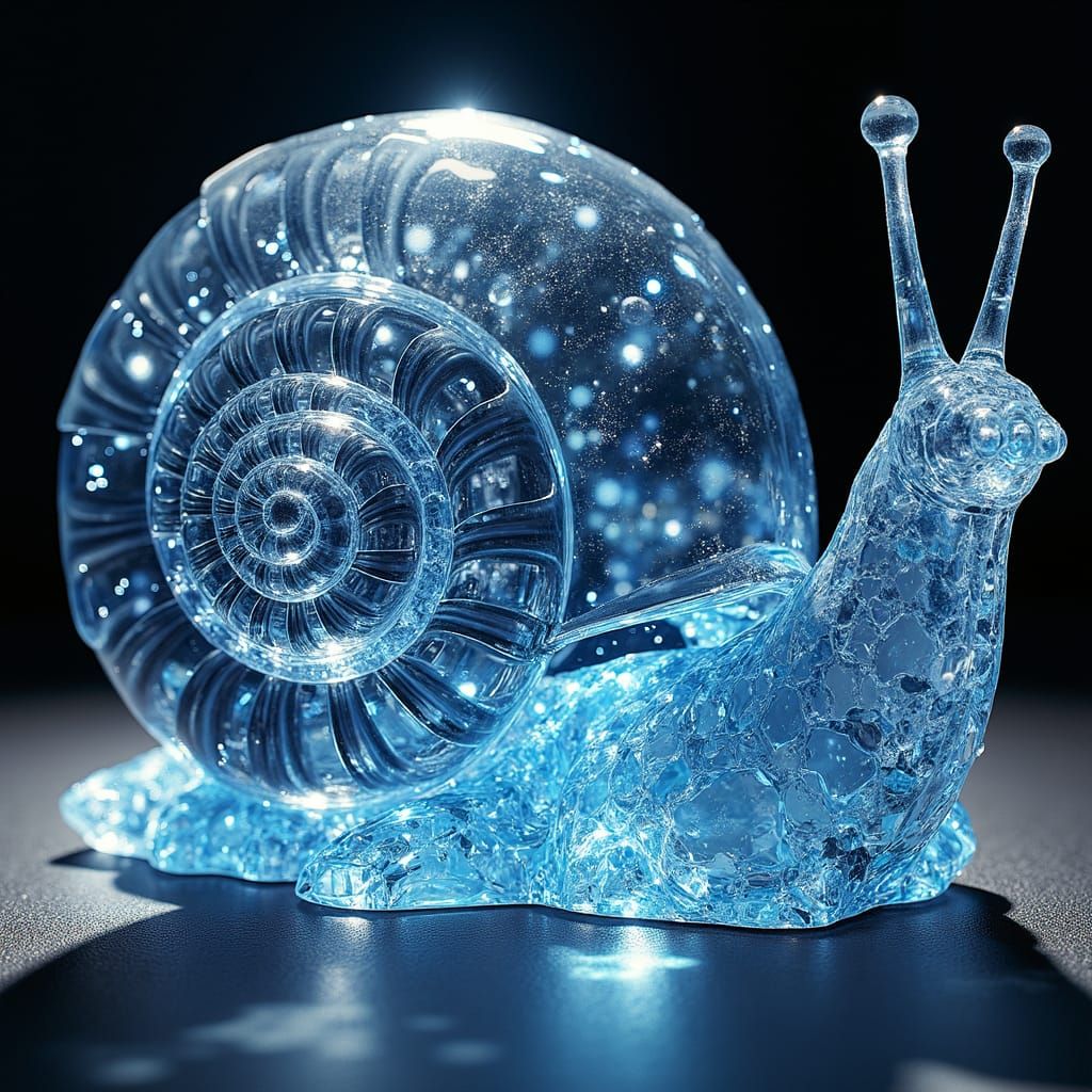 Sapphire Crystal Snail Sculpture in Dark Fantasy Style