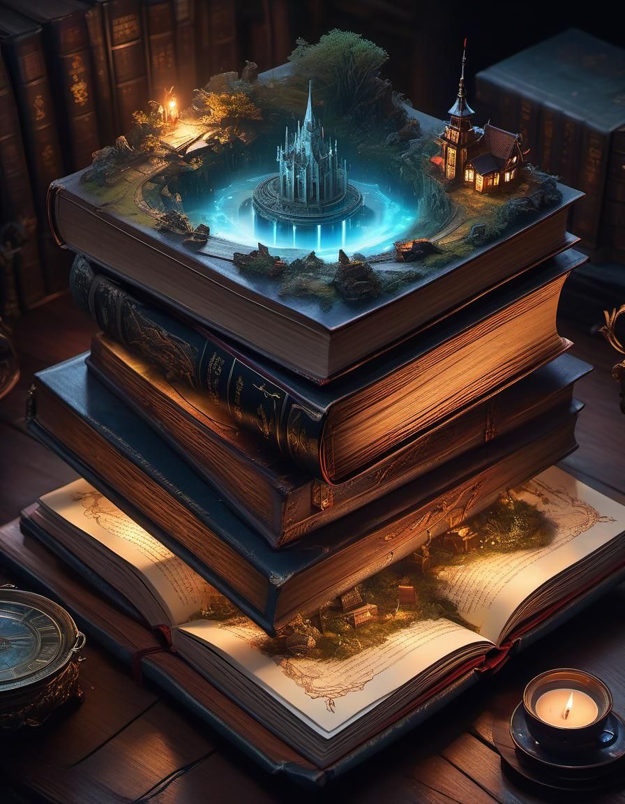 Surreal Landscape on Book in Isometric View