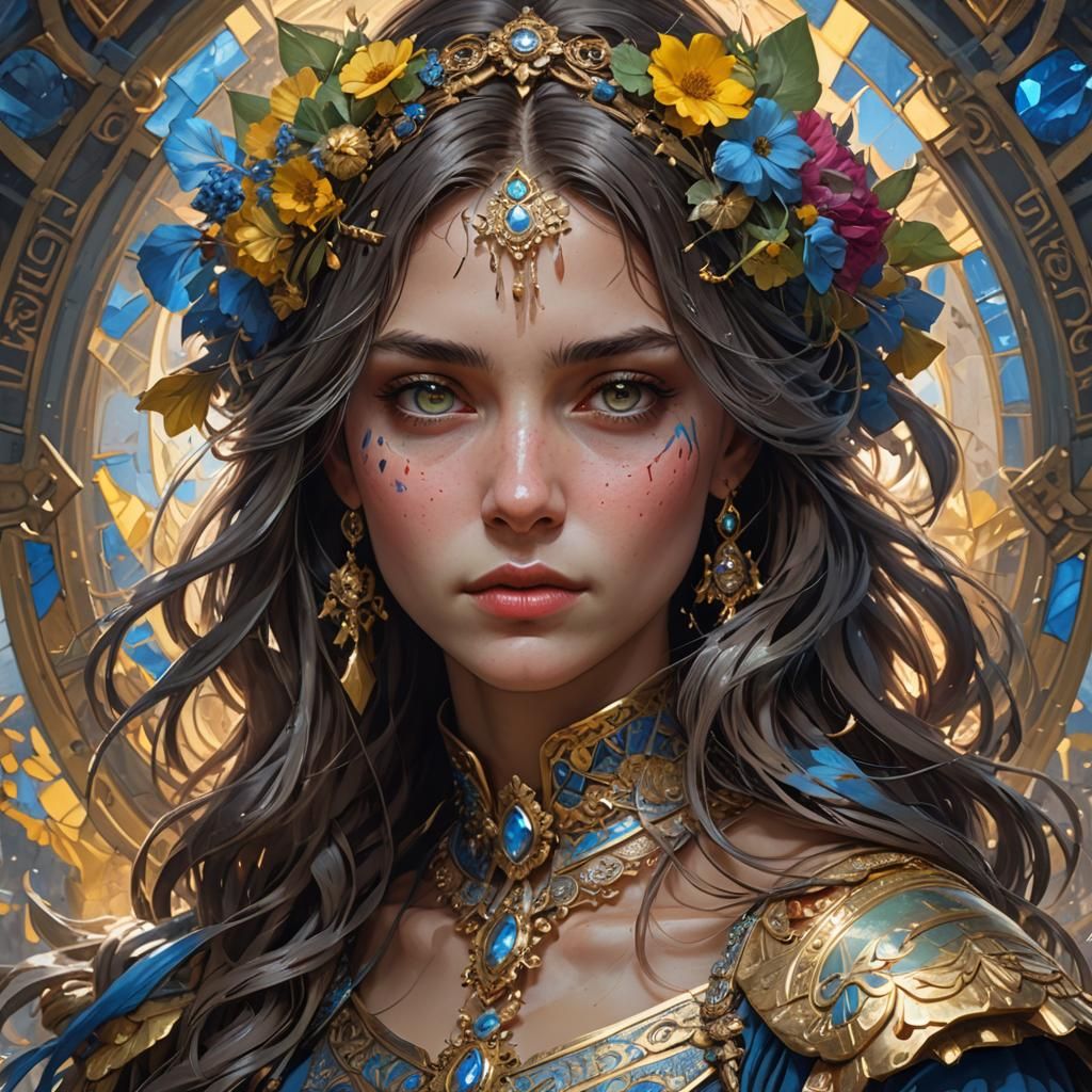 Detailed Portrait from Ukraine in Art Nouveau Style