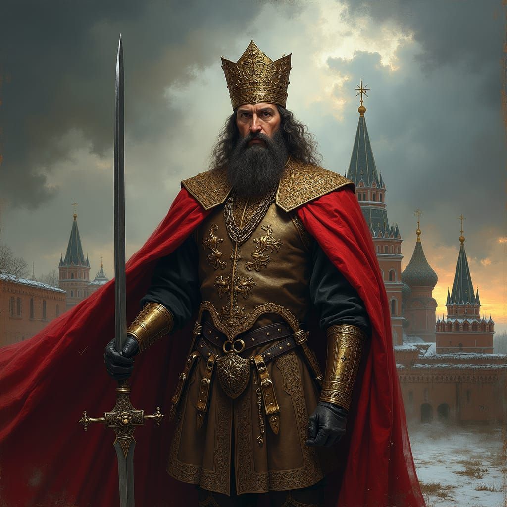 Ivan the Terrible with Sword in Dramatic Style