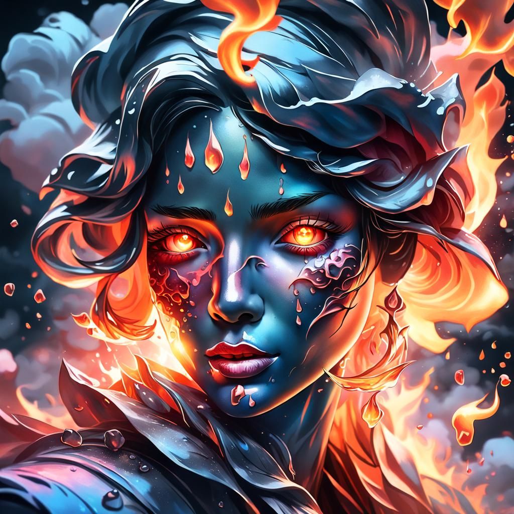 Rose of Smoke and Fire, Chalk Art Portrait