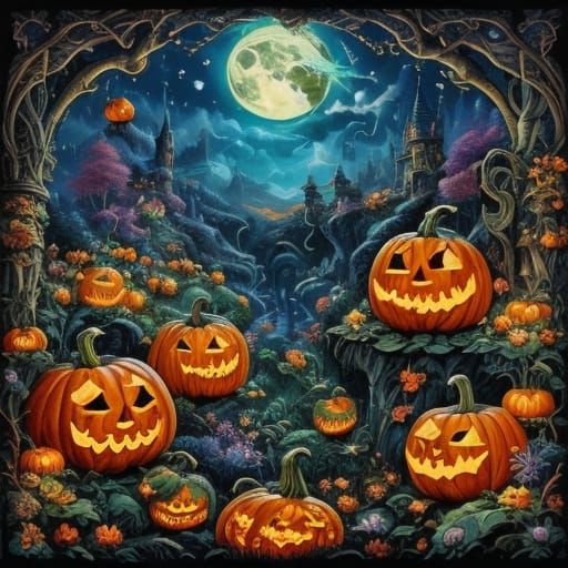 Mythical Pumpkin in Gothic H.R. Giger Style