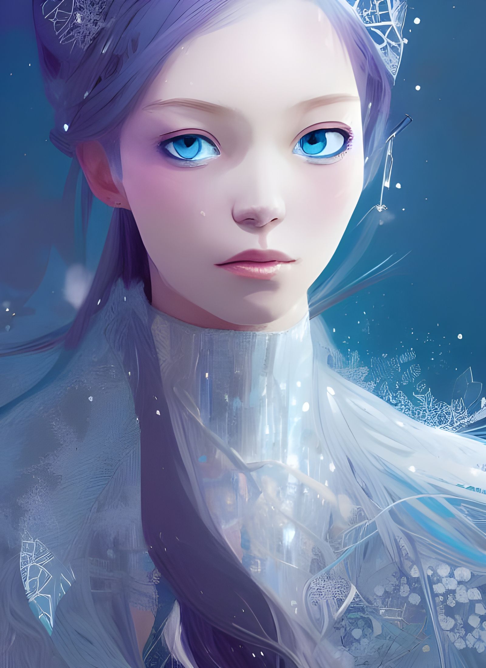 Intricate Portrait of an Ice Princess in Digital Art