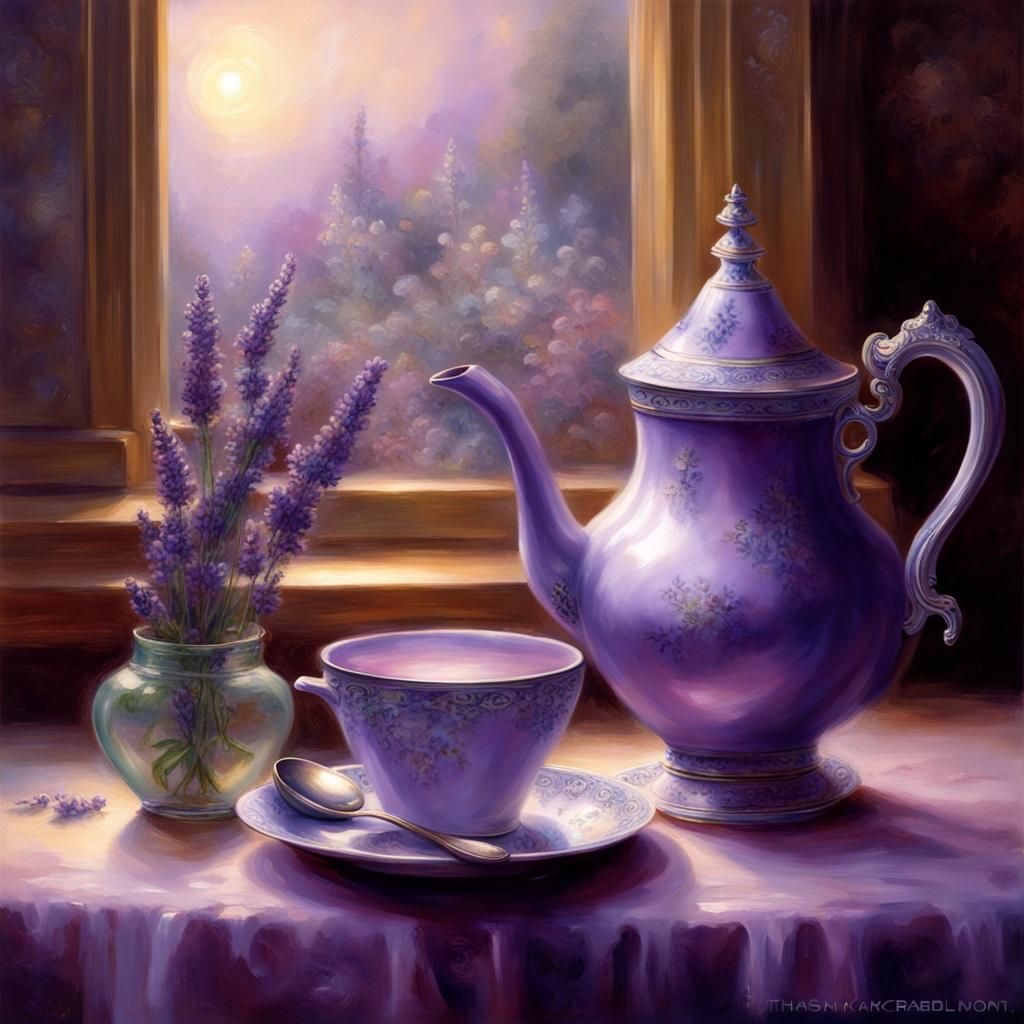 Purple Tea Set in Ethereal Fantasy Style