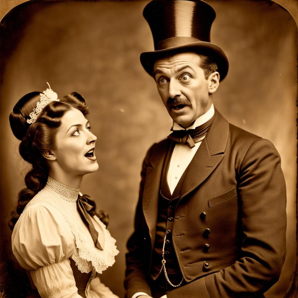 Vintage Portrait of a Man Suppressing a Fart