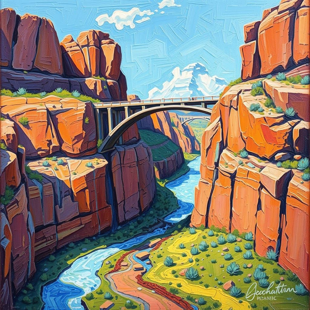 Rio Grande Gorge Bridge in Expressionist Style