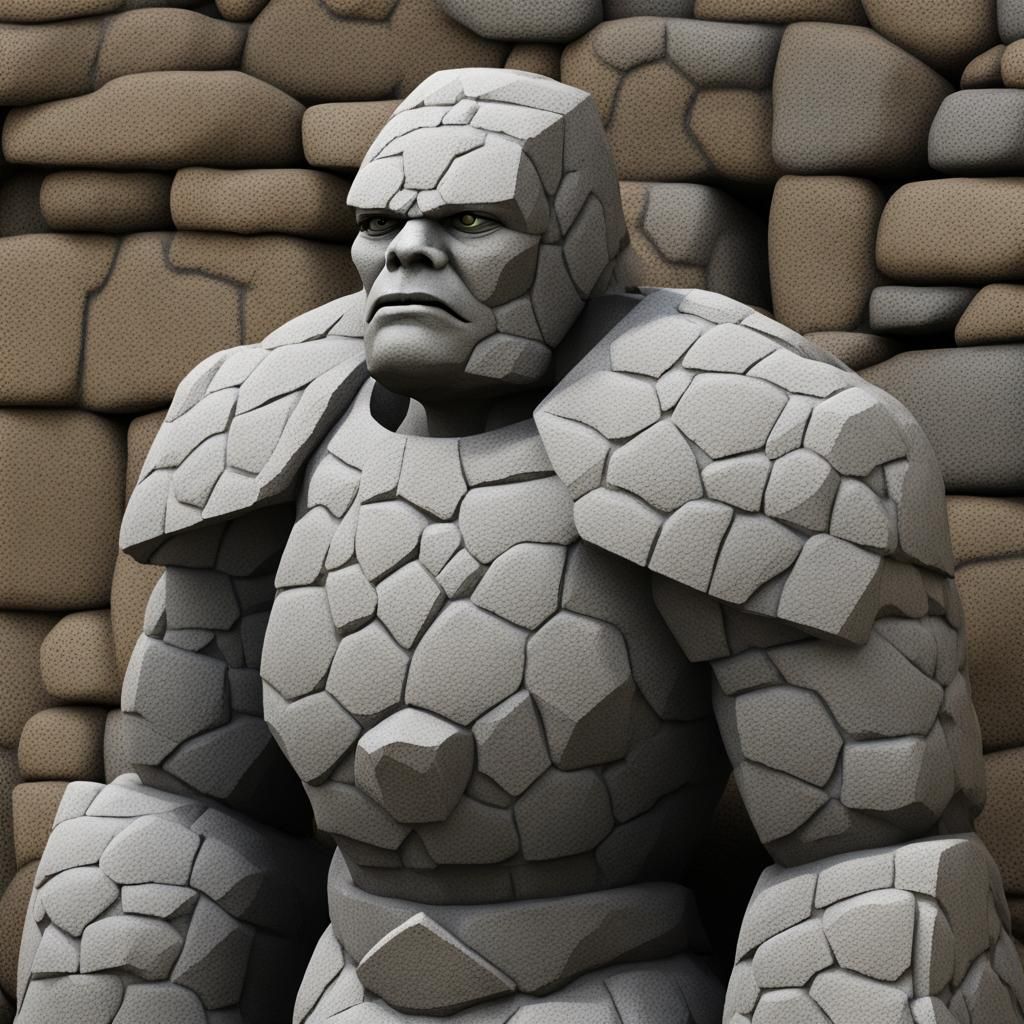 Woman Stone Golem Digital Art