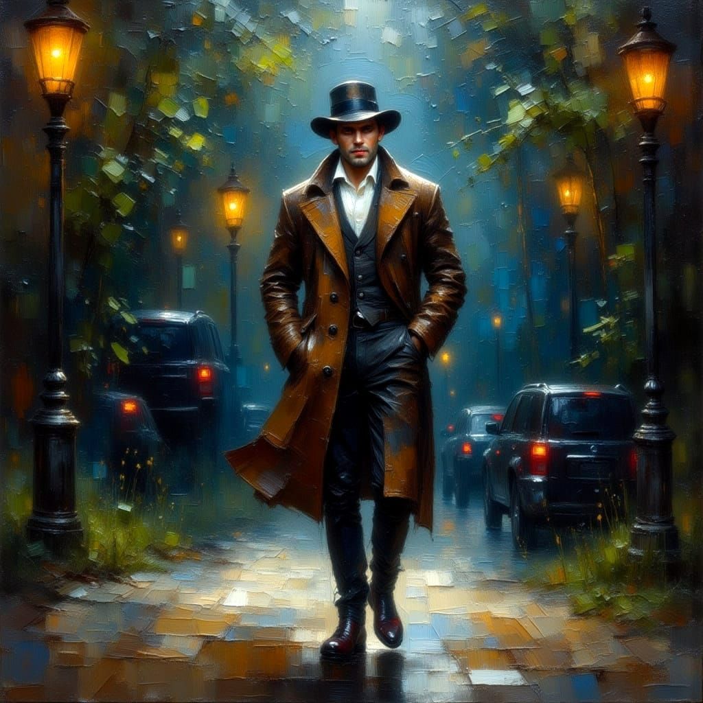 Impasto Oil Painting of Figure Walking Towards Light