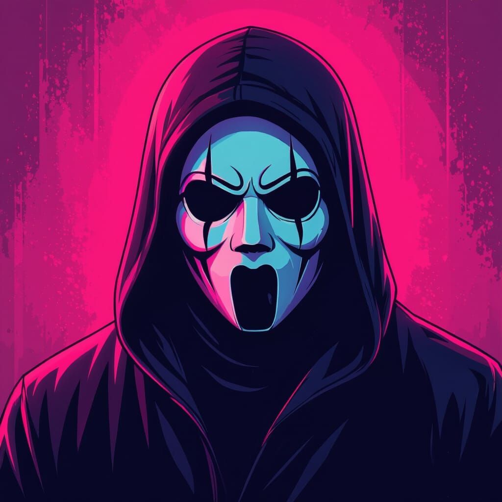 Ghostface Pop Art Illustration in Neon Pink