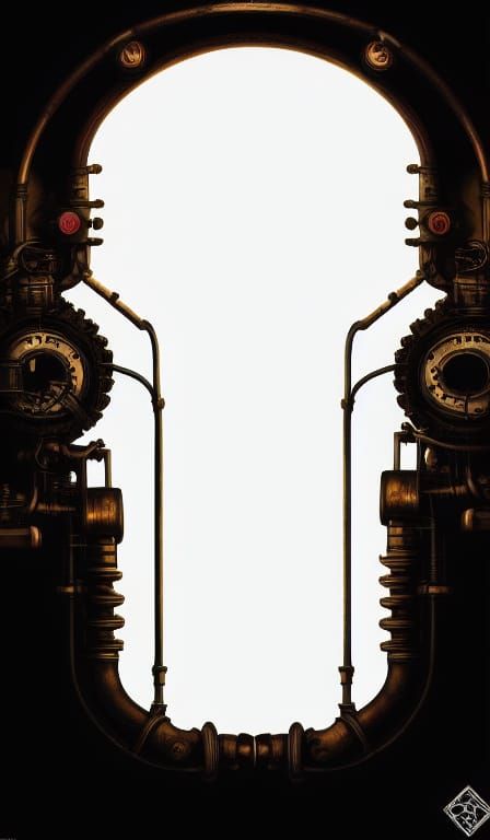 Steampunk Scrap Metal Window in Detailed Digital Art